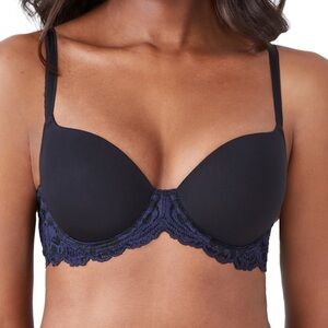 NWT Wacoal Instant Icon T-Shirt Bra Size 34DDD 34F Black Blue Lace Underwire